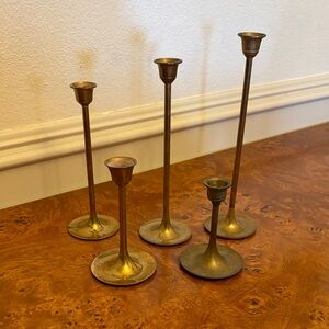 Brass Candle Holders Set of Five